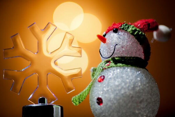 New Year s snowman lamp with snowflake