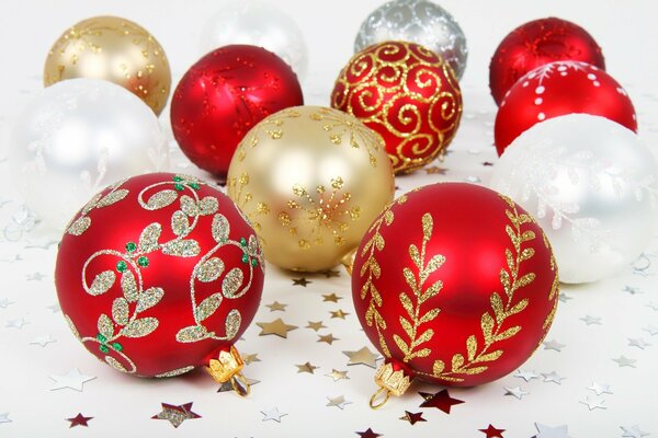 Christmas balls on a white background