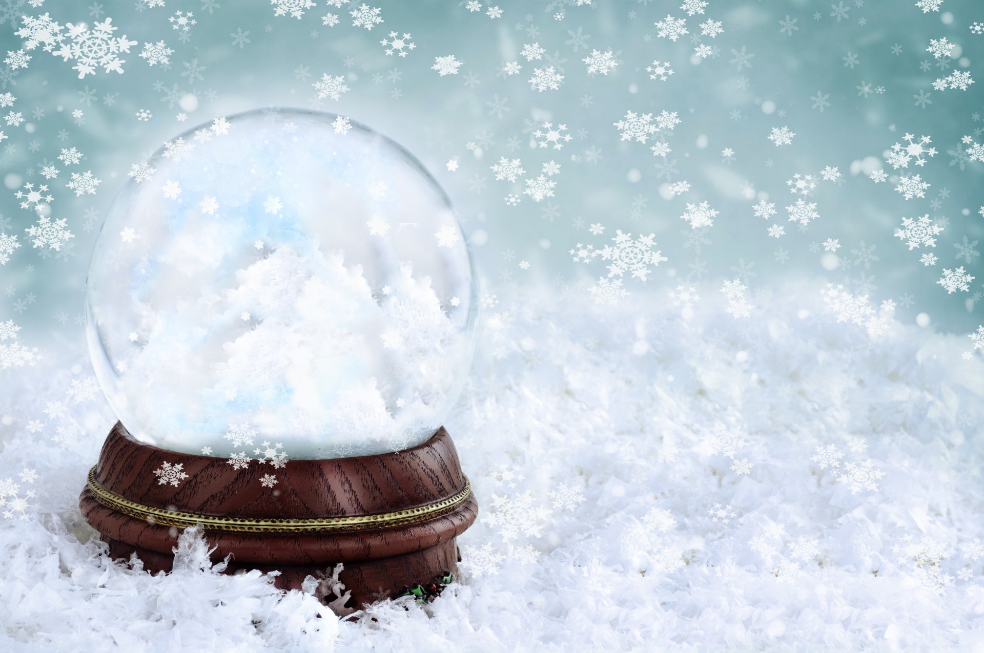 winter snowflakes glass background ball