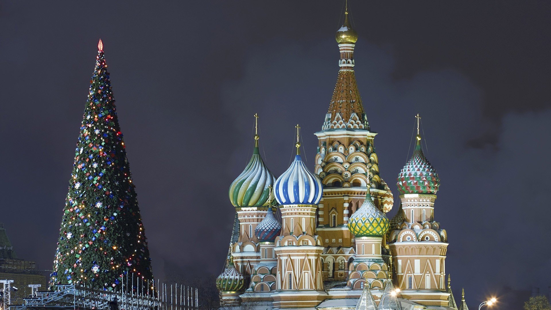 heureux année joyeux noël arbre de noël 2015 nouvel an arbre de noël sapin moscou place rouge cathédrale saint-basile kremlin hd