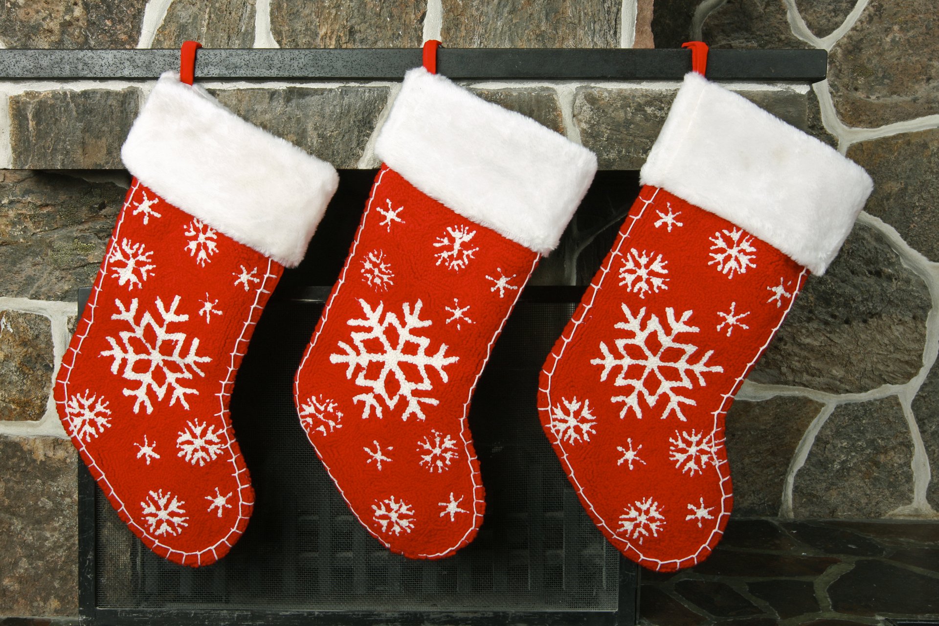 decor fireplace red new year socks holiday christma