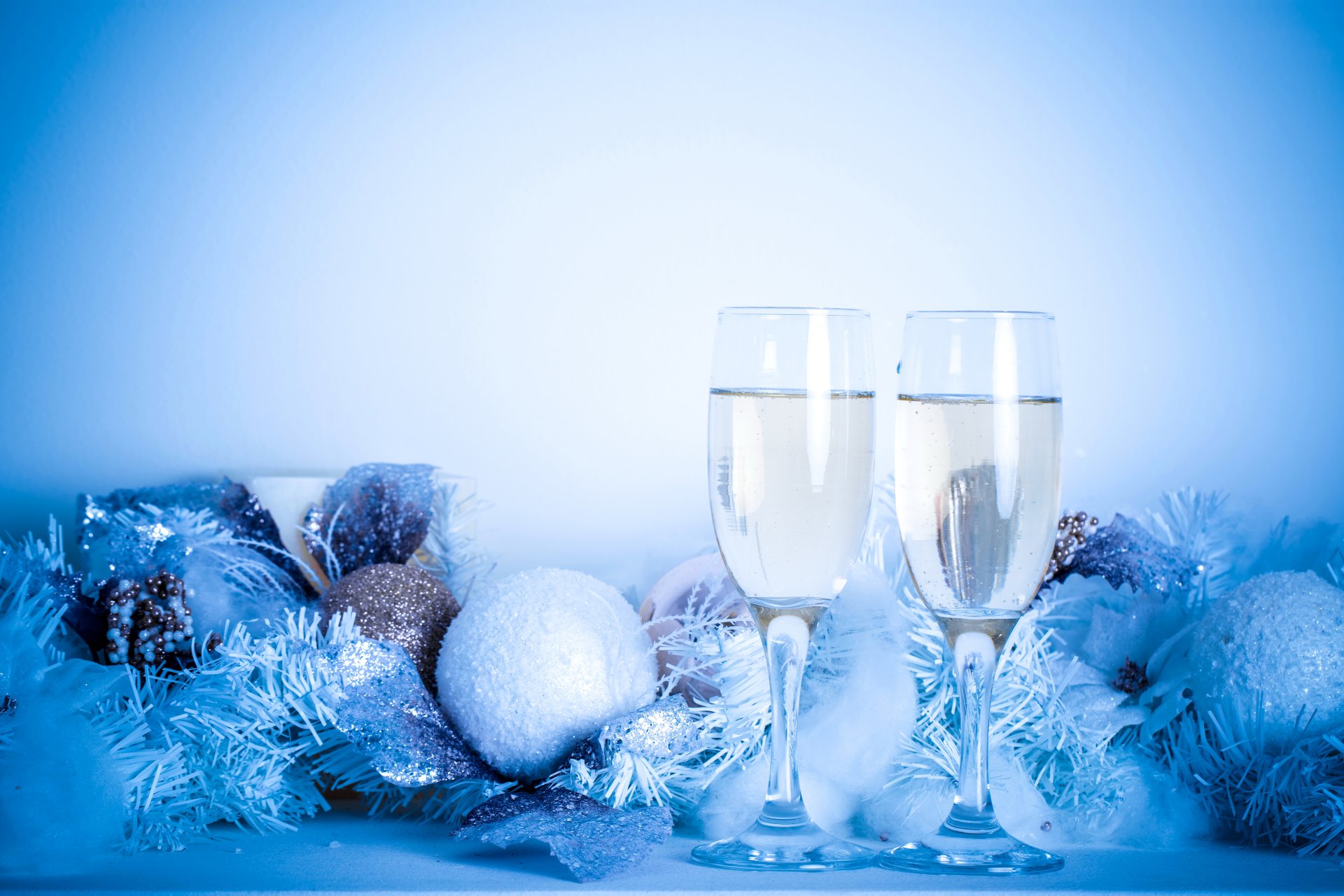 natale nuovo anno bicchieri di vino tinsel decorazioni