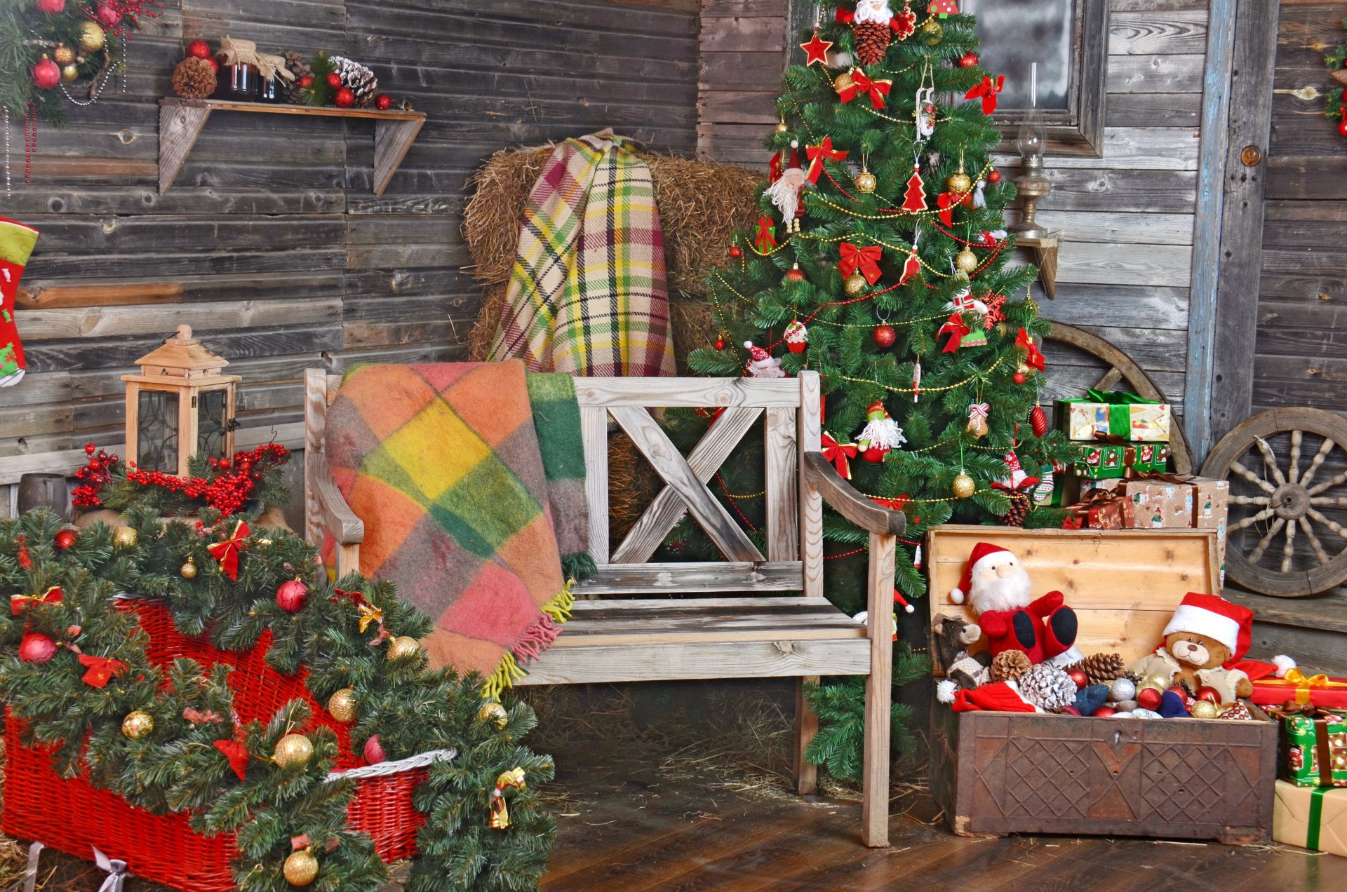 joyeux noël heureux nouvel an vintage décoration chambre arbre de noël cadeaux jouets