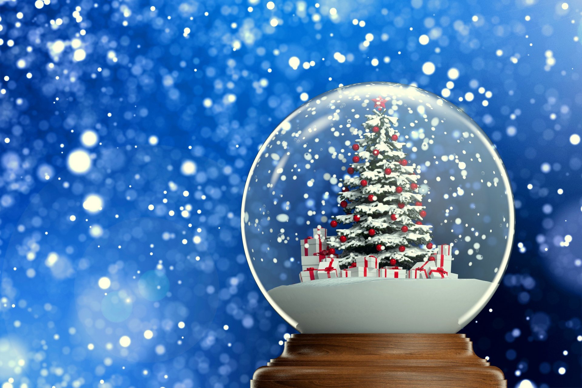 now globe christmas tree gifts snow background new year 2015