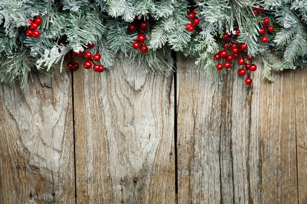 Weihnachtsstimmung mit Beeren und Fichte