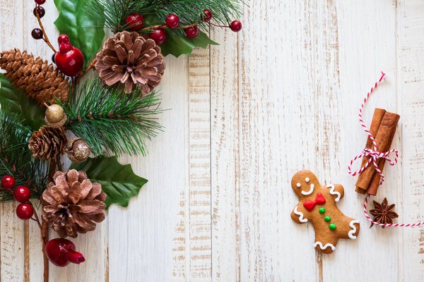 Biscuits au gingembre et branche d épinette