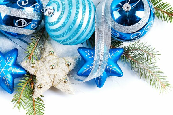 Blue and white Christmas tree toys