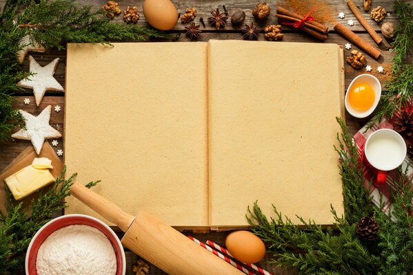 Libro de recetas para año nuevo y Navidad. Bajo