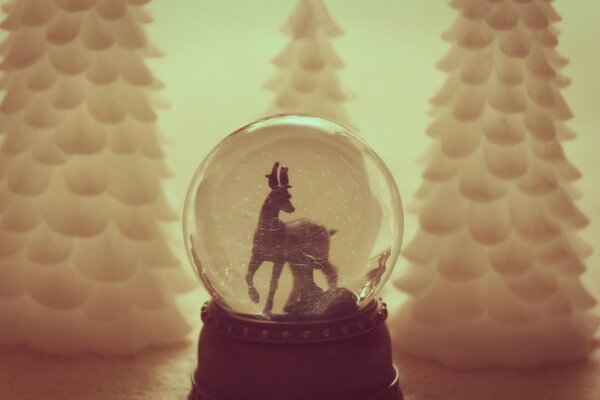 Deer in a transparent ball