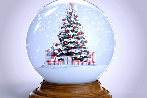 Winter globe with gifts for the new year