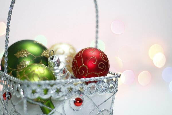 Christmas basket with festive balloons