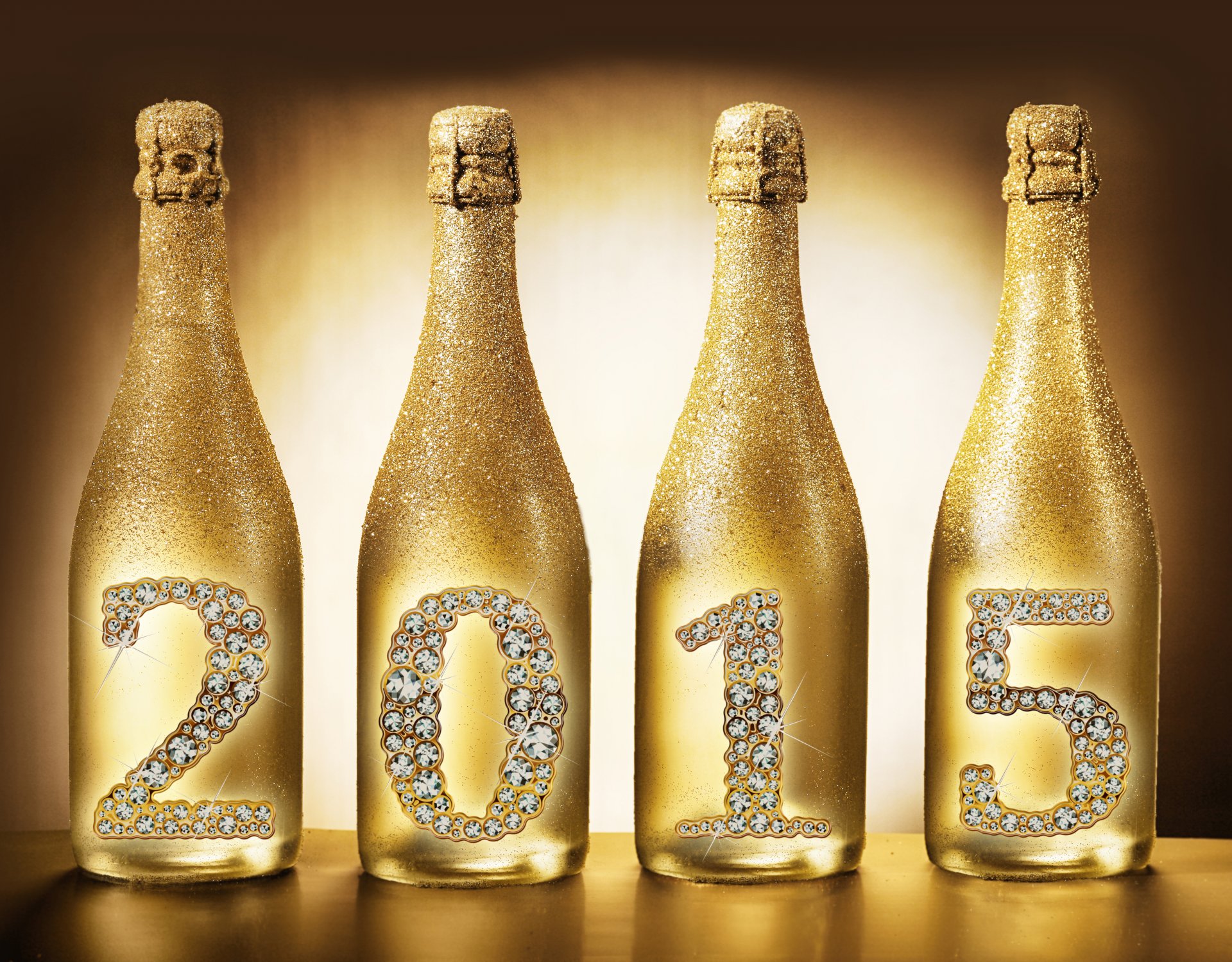 felice nuovo anno 2015 oro champagne bottiglie