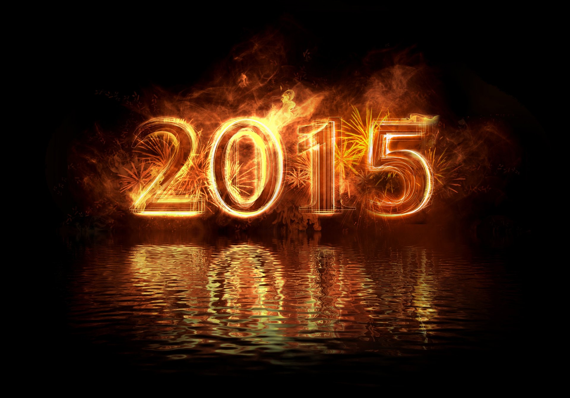 feliz año nuevo 2015 oro fuego agua reflexión