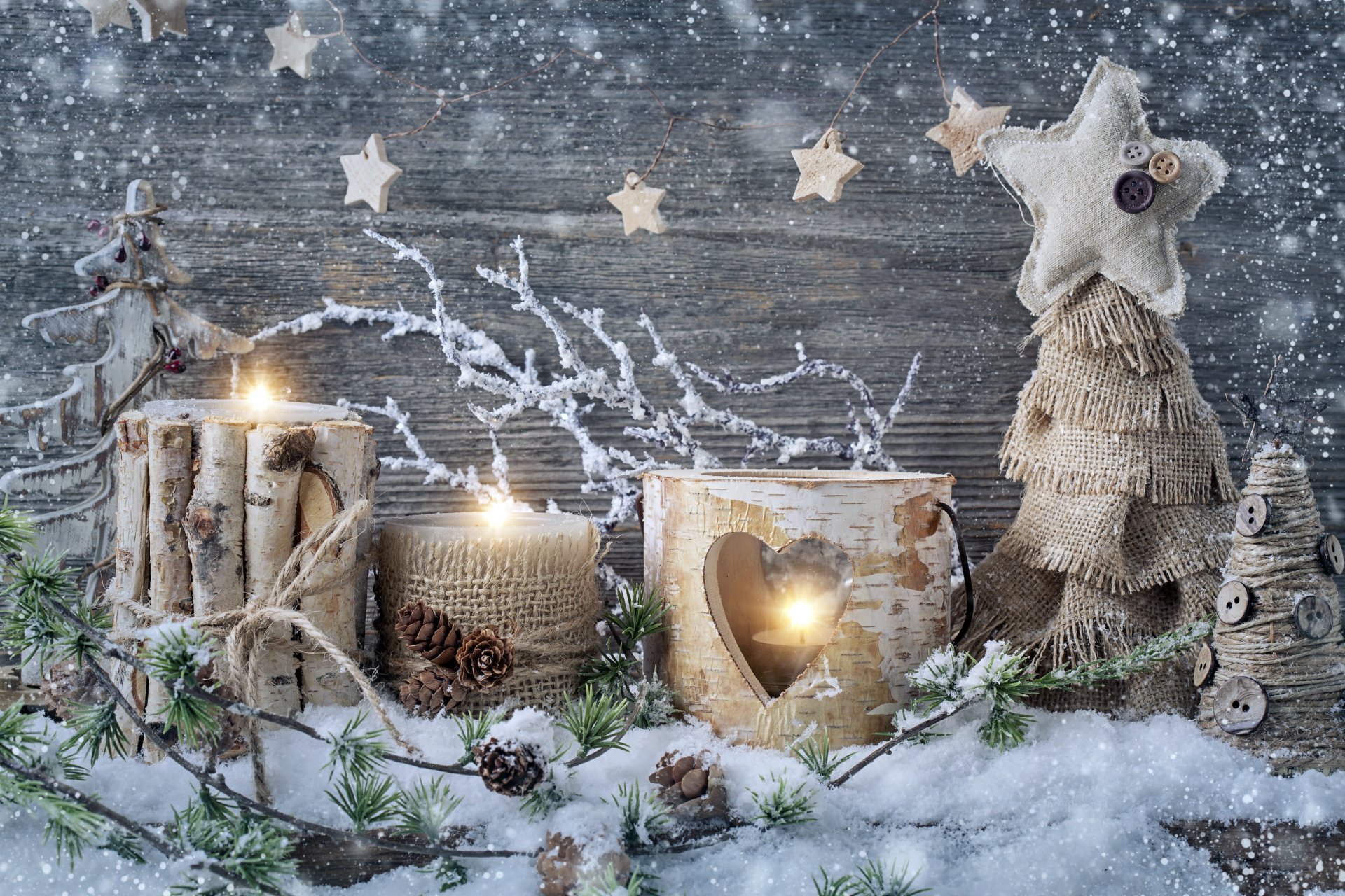 allegro natale felice nuovo anno vintage decorazione neve candele