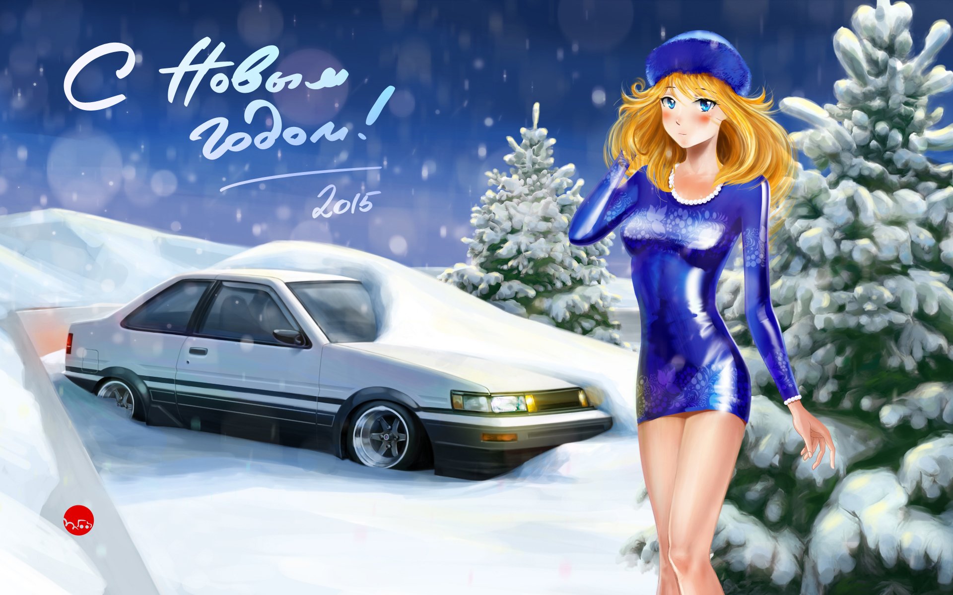 bonne année 2015 fille toyota corolla levin ae86 toyota neige drom drom fond