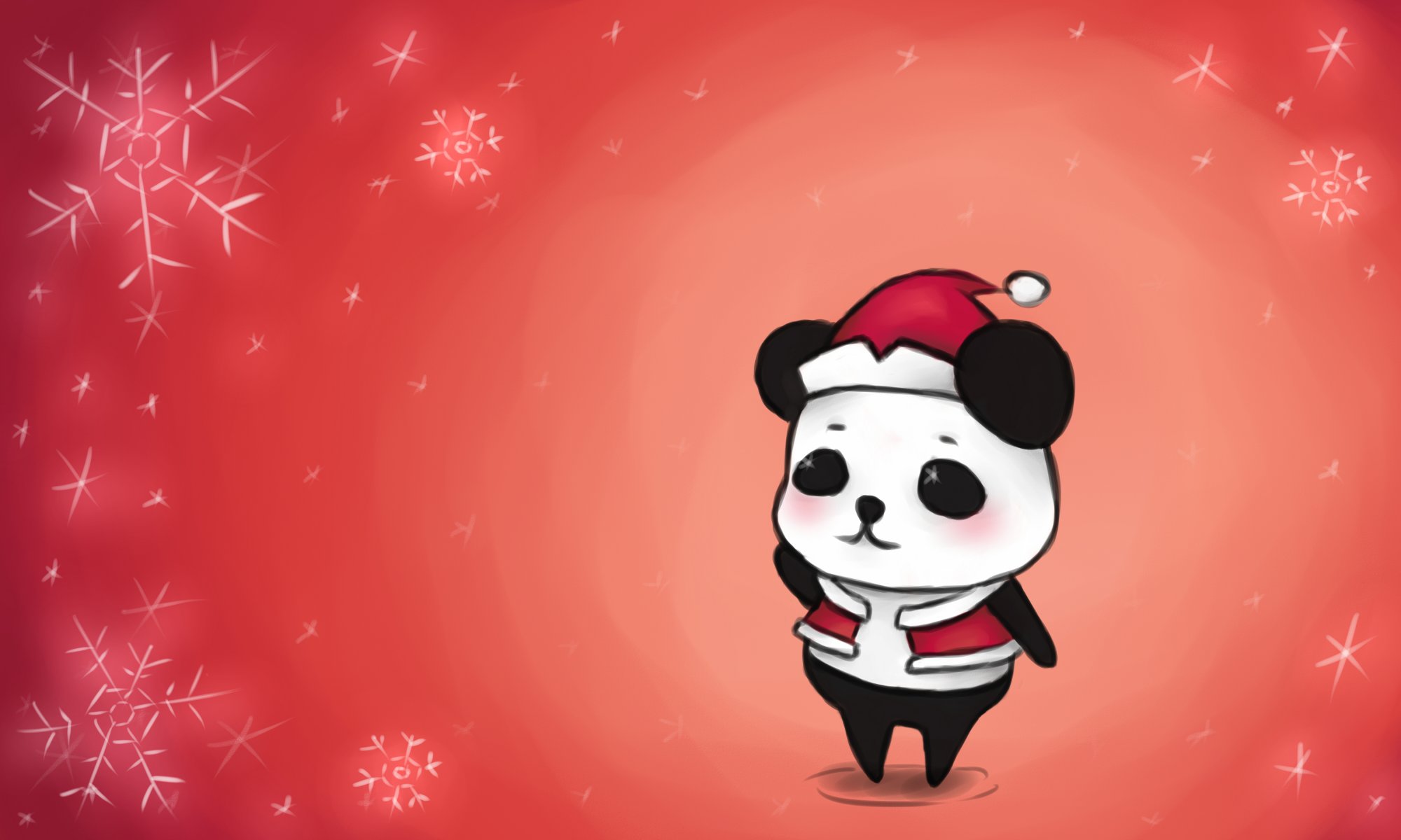 nouvel an père noël joyeux noël 2015 panda flocons de neige neige style art dessin