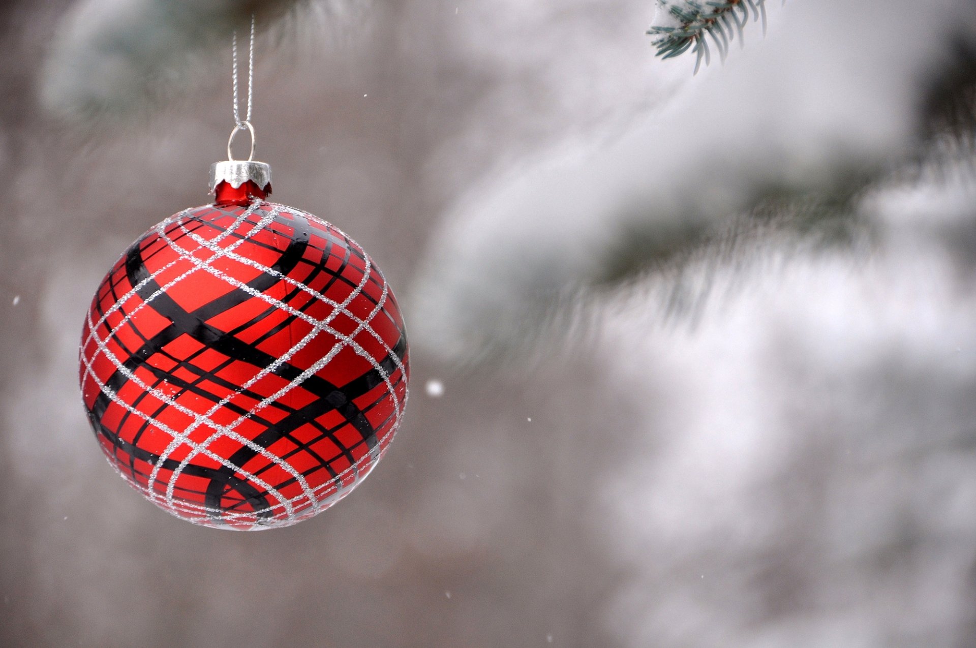 palla palla rosso modelli rami neve abete decorazioni giocattolo albero di natale inverno natura sfocatura vacanze nuovo anno natale