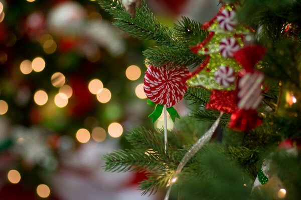 Christmas tree with a lollipop in the New Year