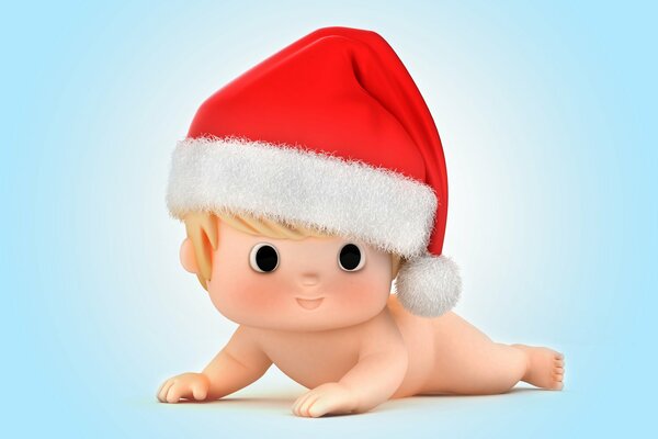 Bébé dans le chapeau de santaclaus