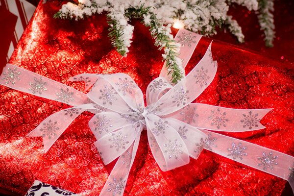 Beautiful bow on a red background