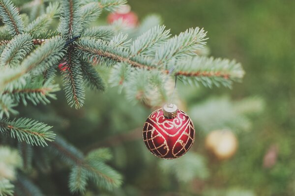 The decorated branch of the Christmas tree sharo