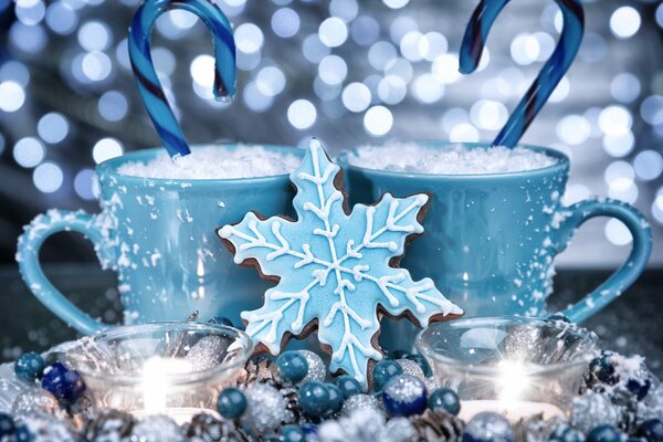 Christmas background in blue and blue tones