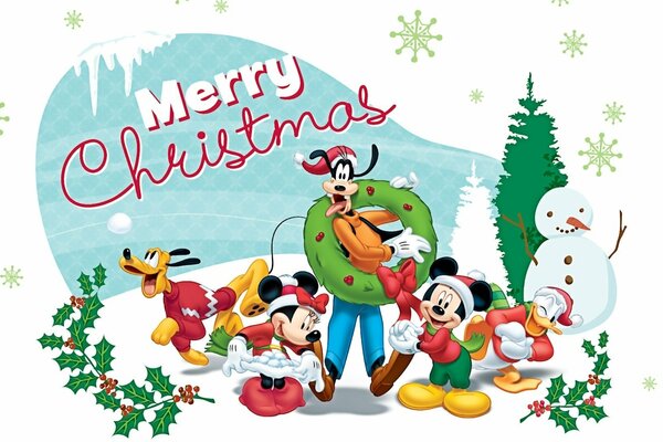 Disney-Figuren mit Weihnachtsgeschenken