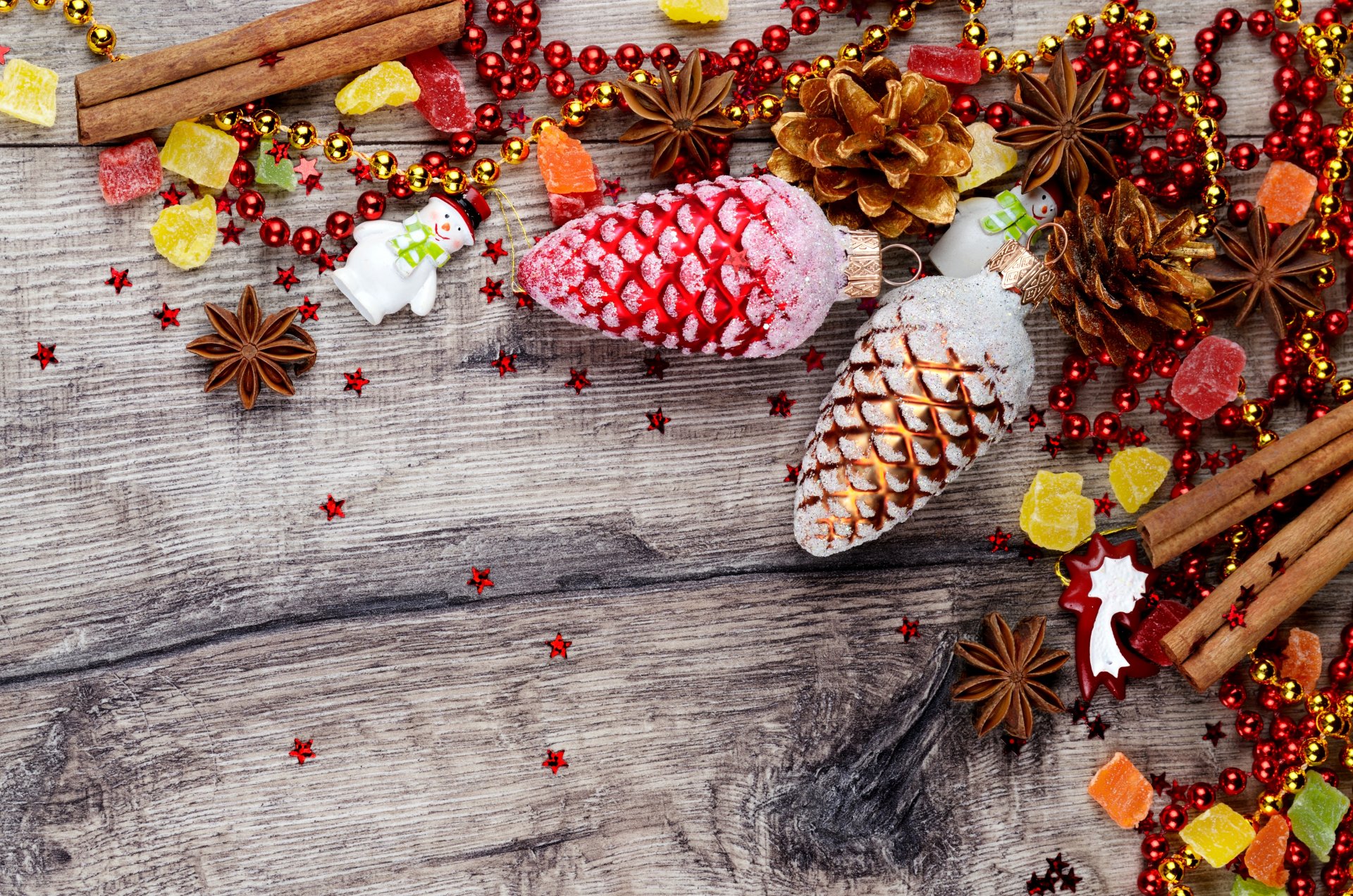 new year christmas toys cone cinnamon anise spices winter