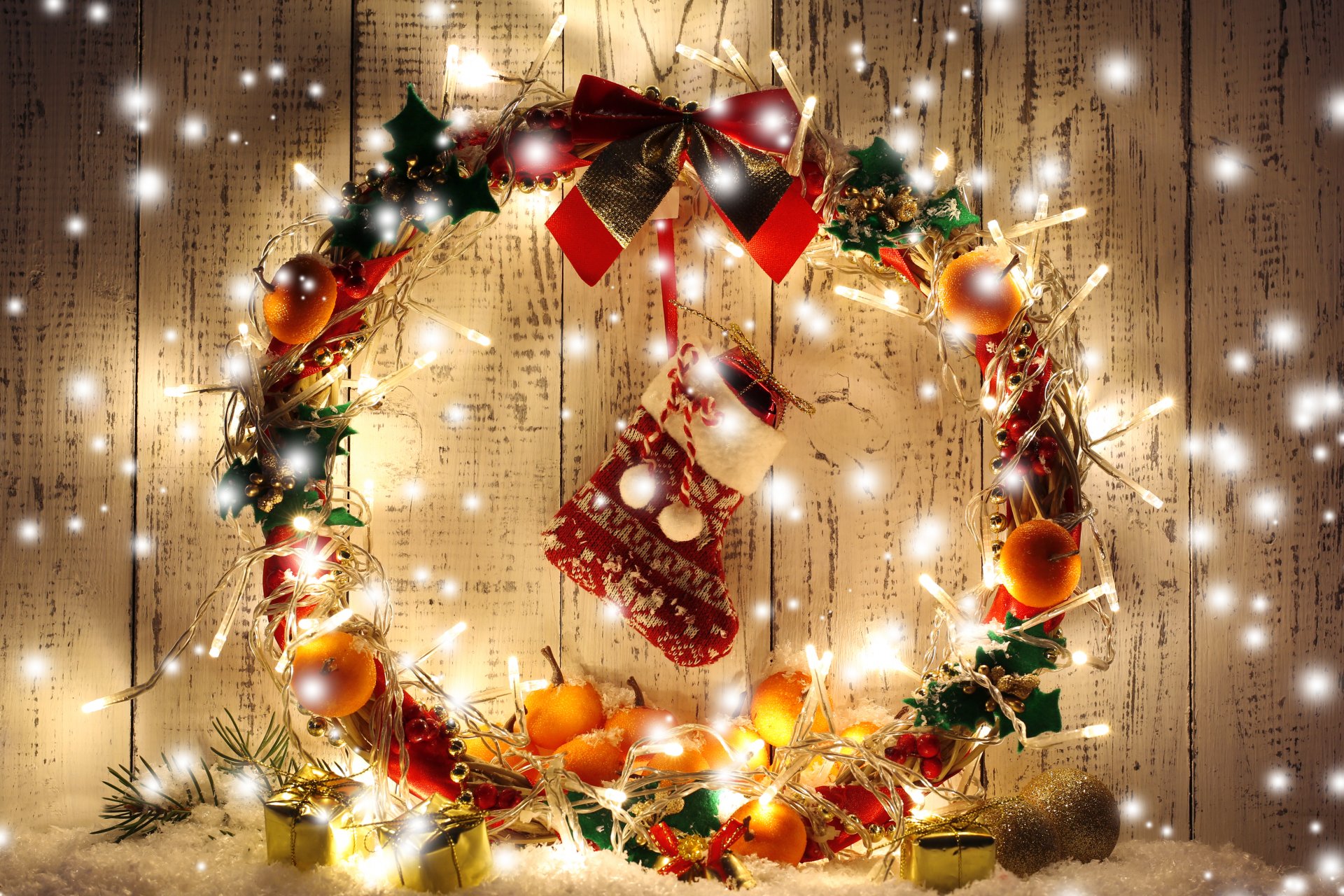 merry christmas decoration new year wreath light