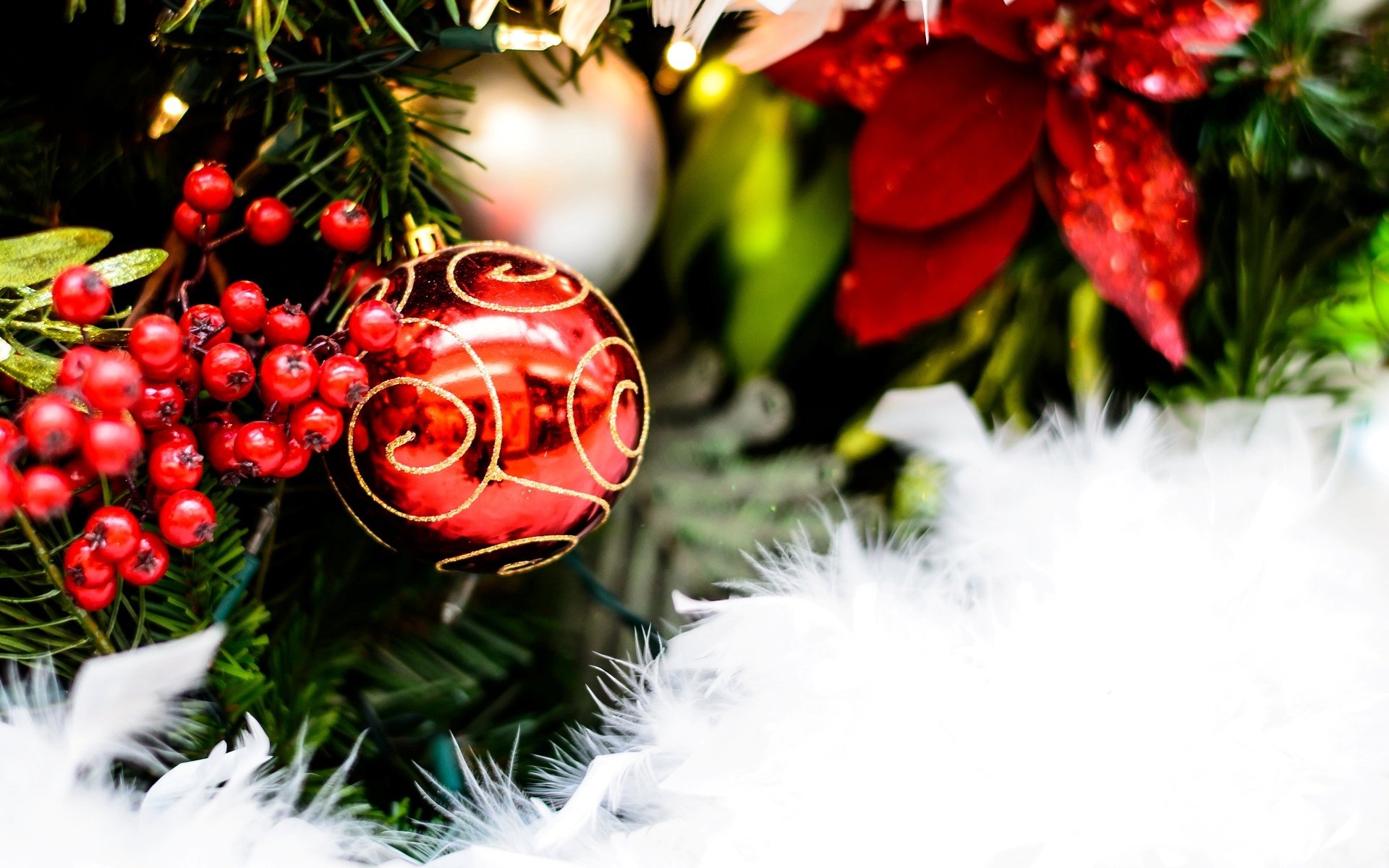 nuovo anno vacanze decorazioni di natale palla rosso neve albero di natale ribes fluff sfondo natale carta da parati widescreen a schermo intero widescreen