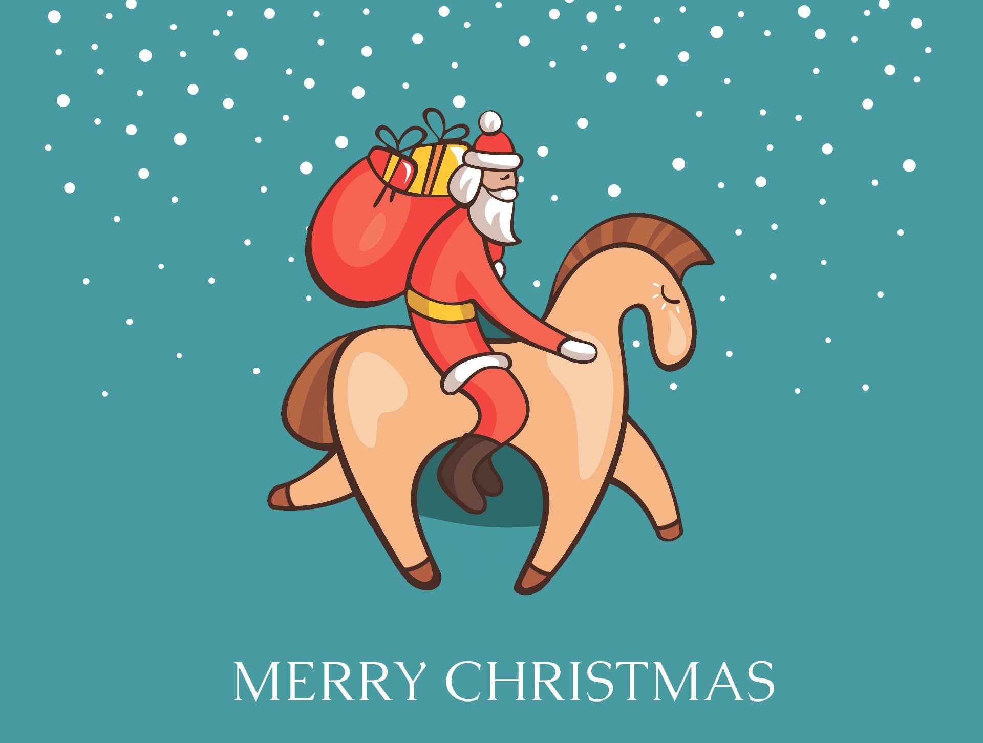 father christmas snow gifts horse new year christma