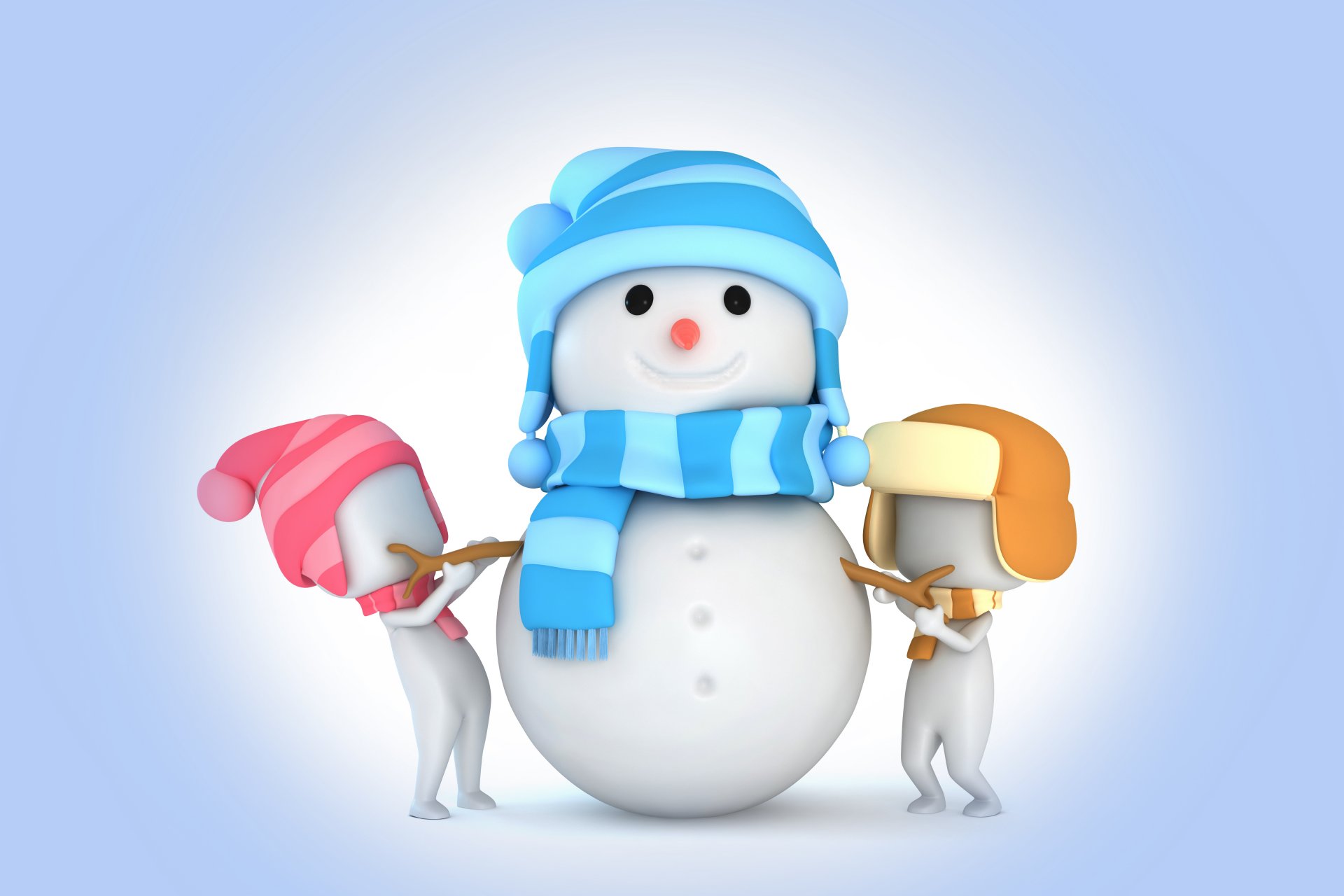 nowman 3d winter snow kids christmas new year rendering