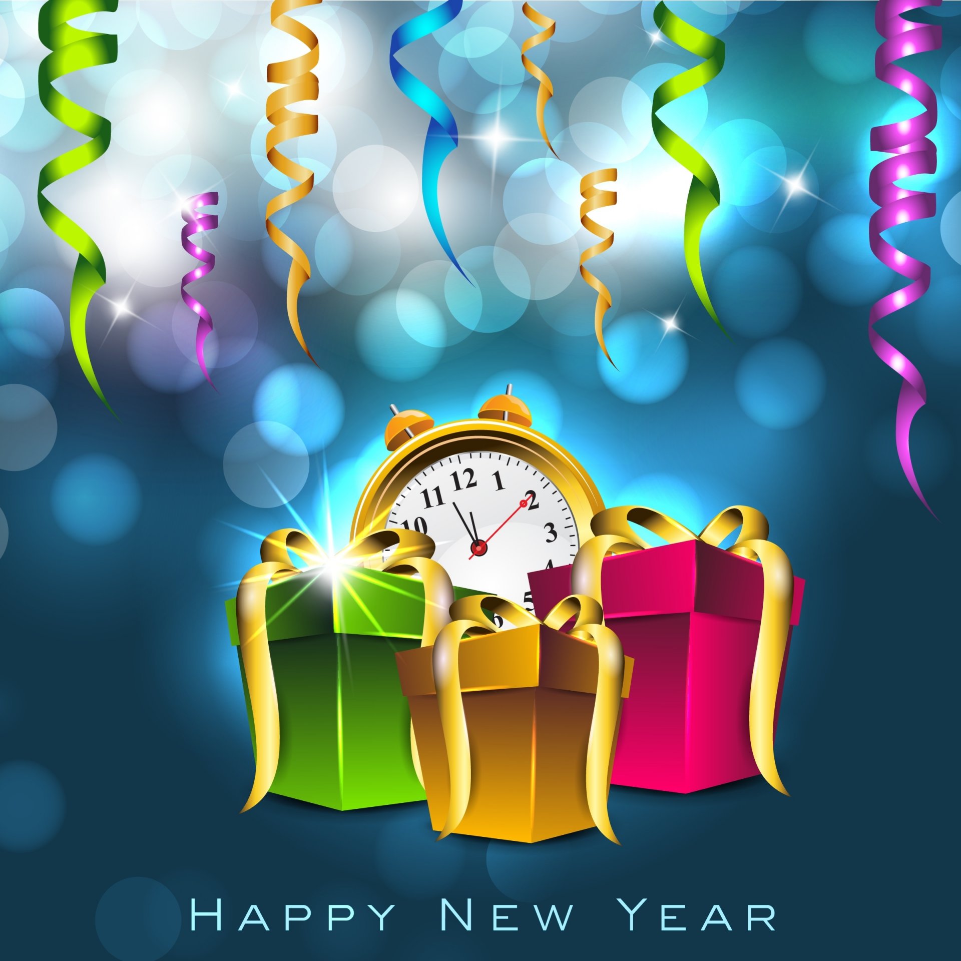 happy new year gifts vector