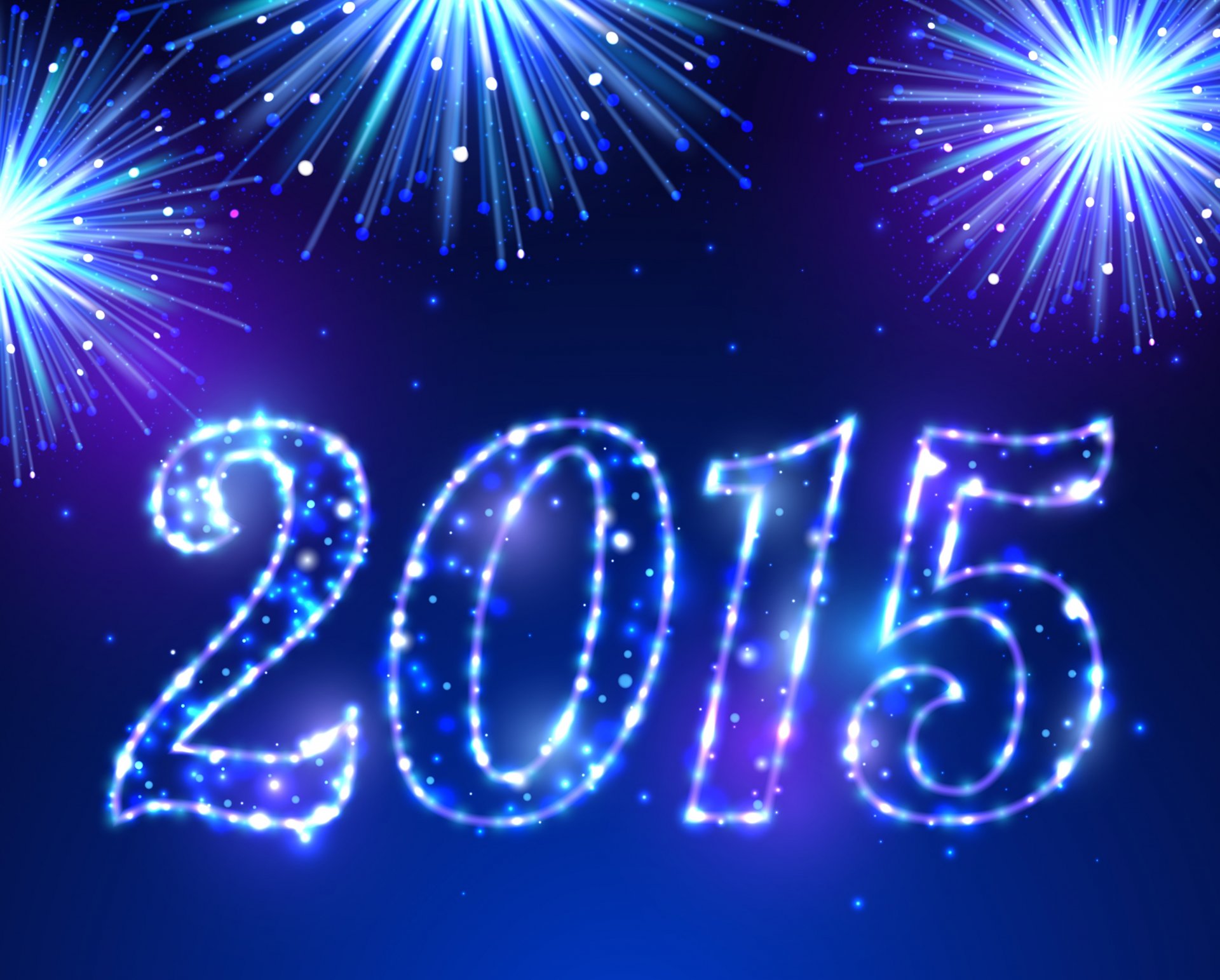 happy new year 2015 blue sparkle fireworks salute