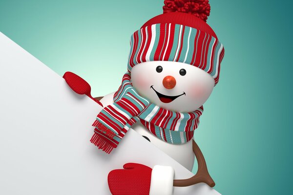 Bonhomme de neige joyeux Noël dans un chapeau