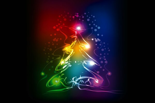 Art du nouvel an avec un arbre de Noël multicolore