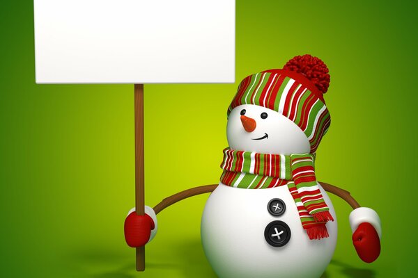 Christmas snowman with an empty Banner