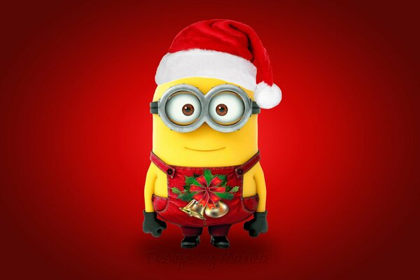 New Year. A minion in a Santa costume