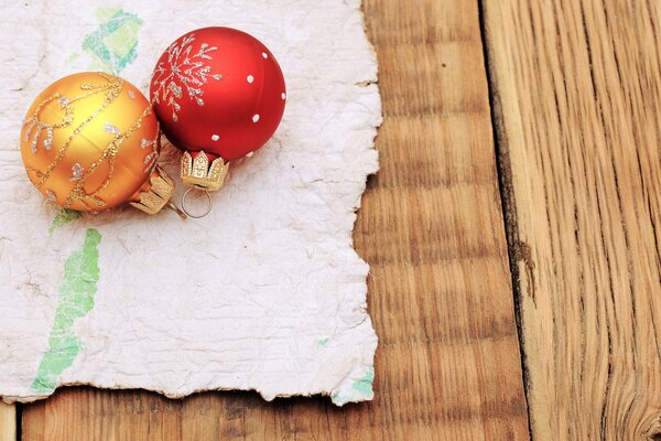 Christmas toys on the background of the table