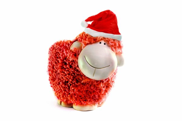 Mouton de Noël au chapeau rouge