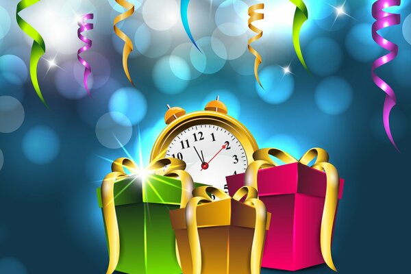 Graphic image of gifts for the new year