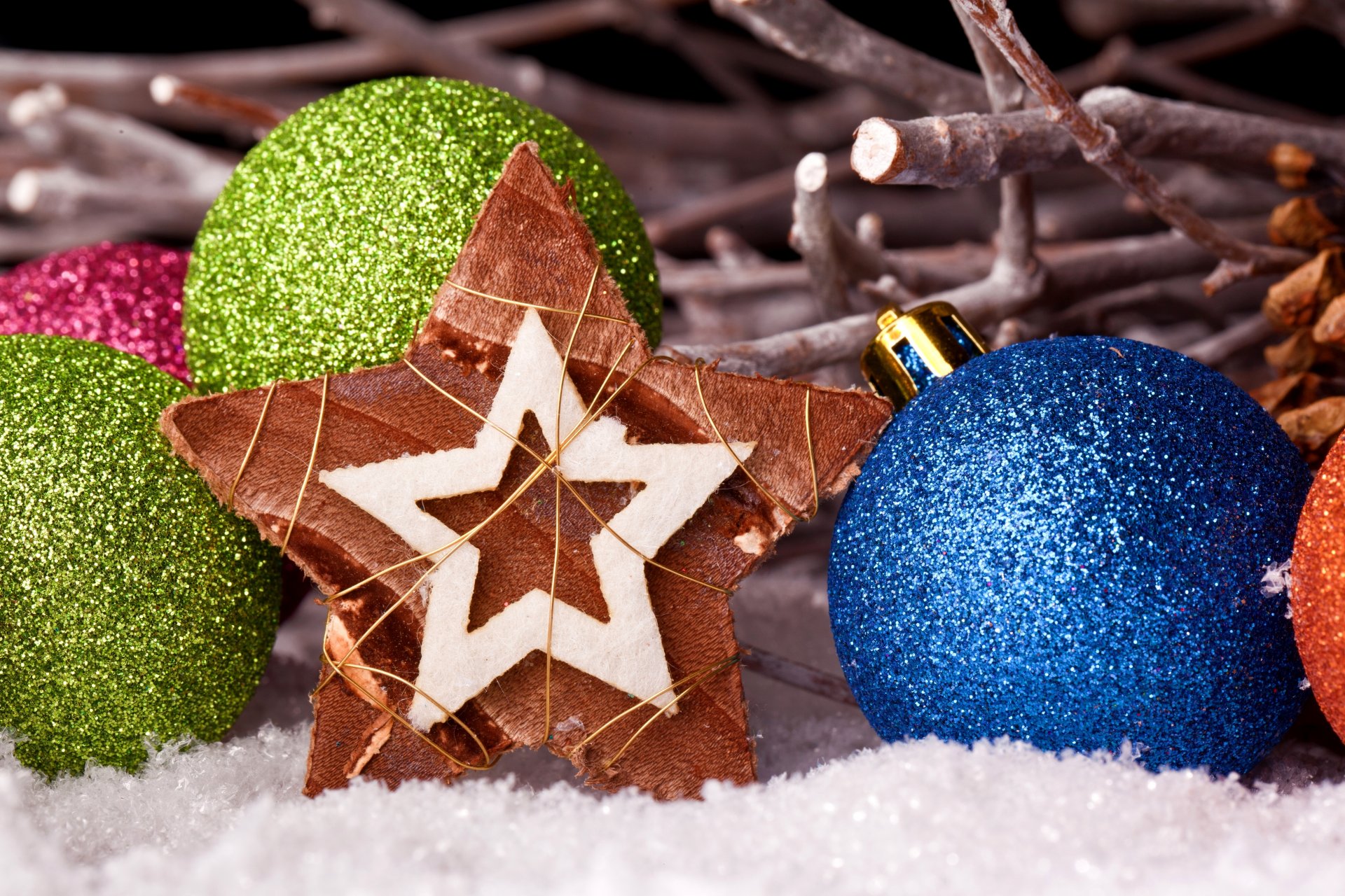 étoile boules boules bleu vert jouets décorations de noël vacances nouvel an noël