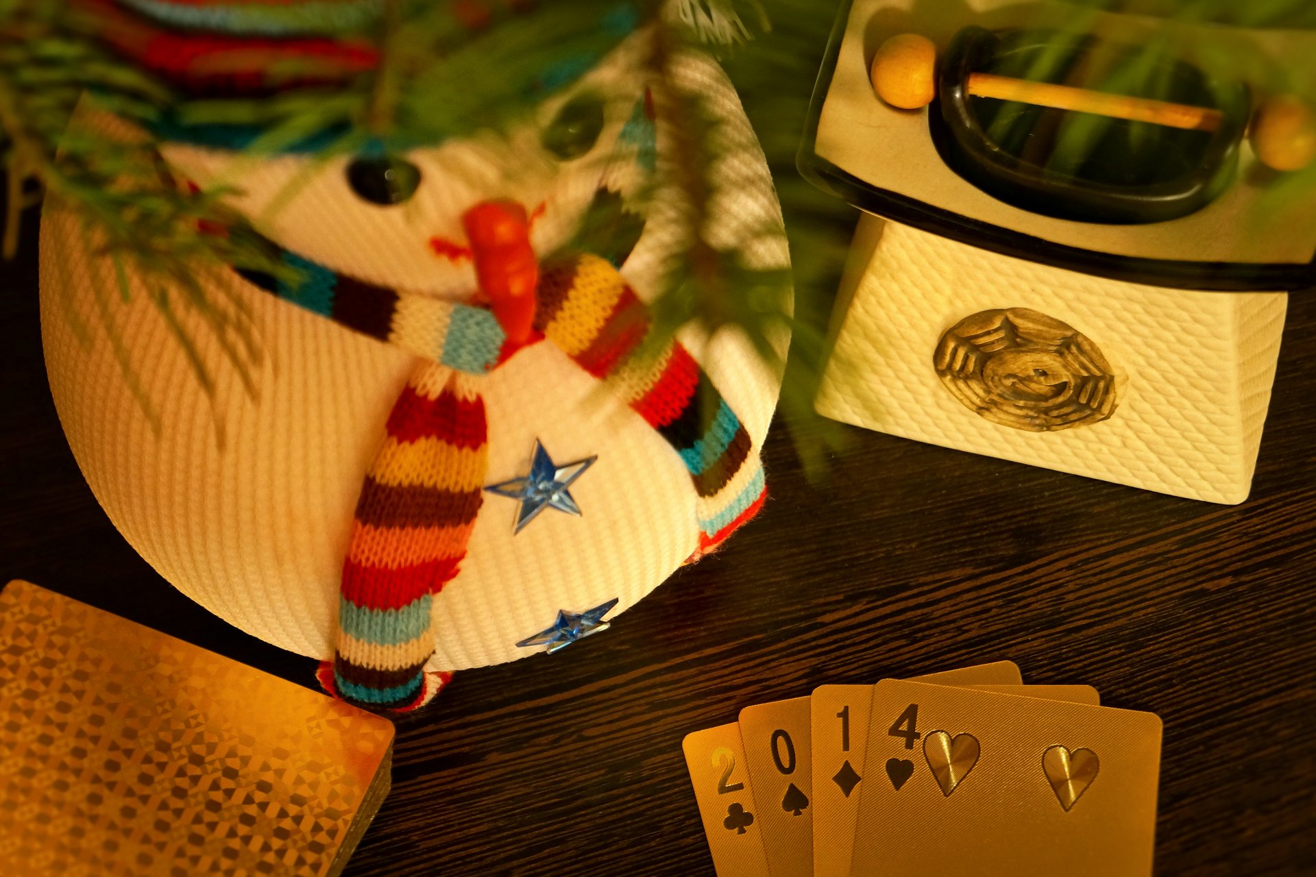 2014 año nuevo tarjetas poker juego oro lujo muñeco de nieve invierno vacaciones navidad