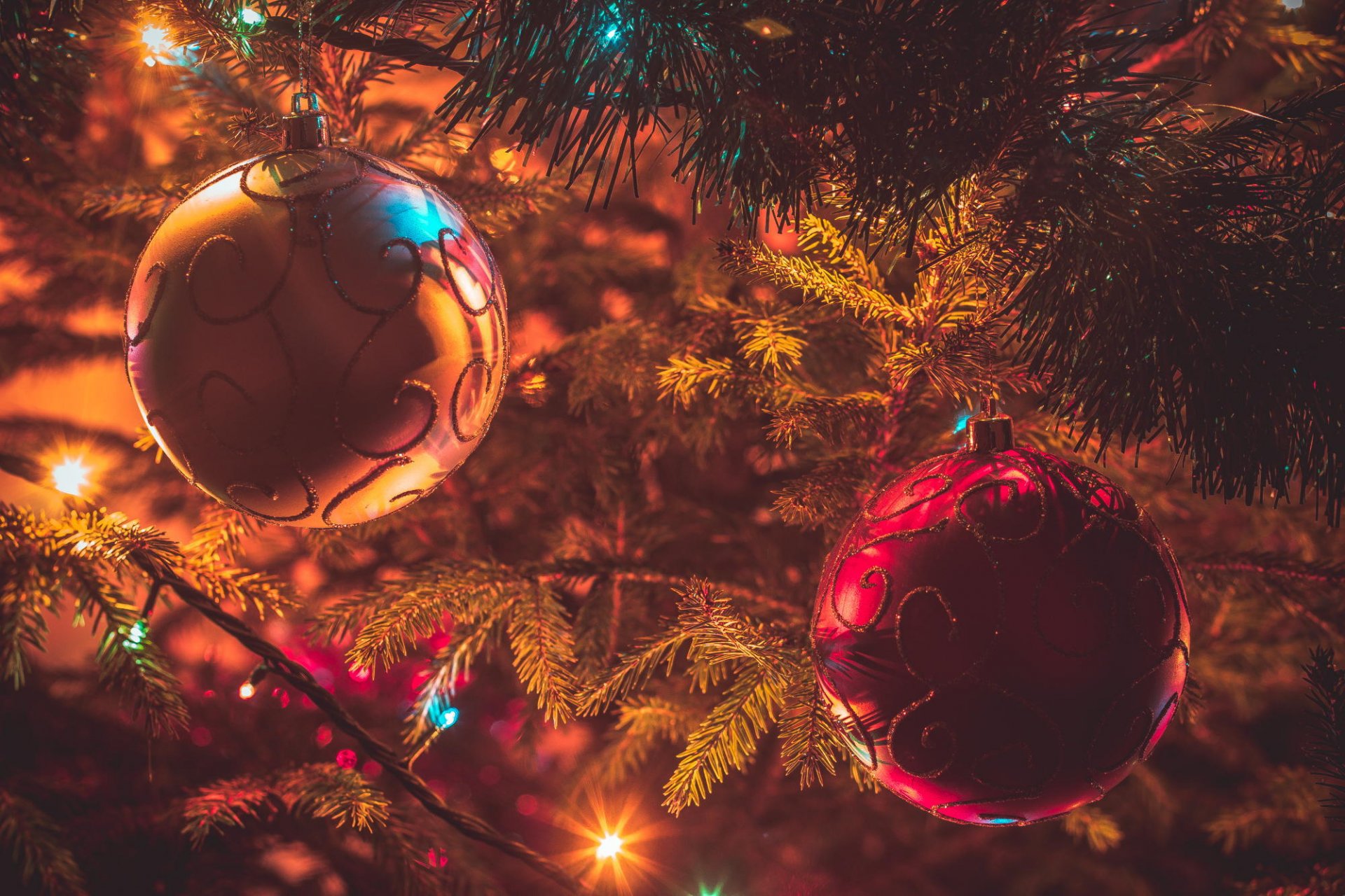 neujahr weihnachten weihnachtsbaum dekoration lichter licht luftballons