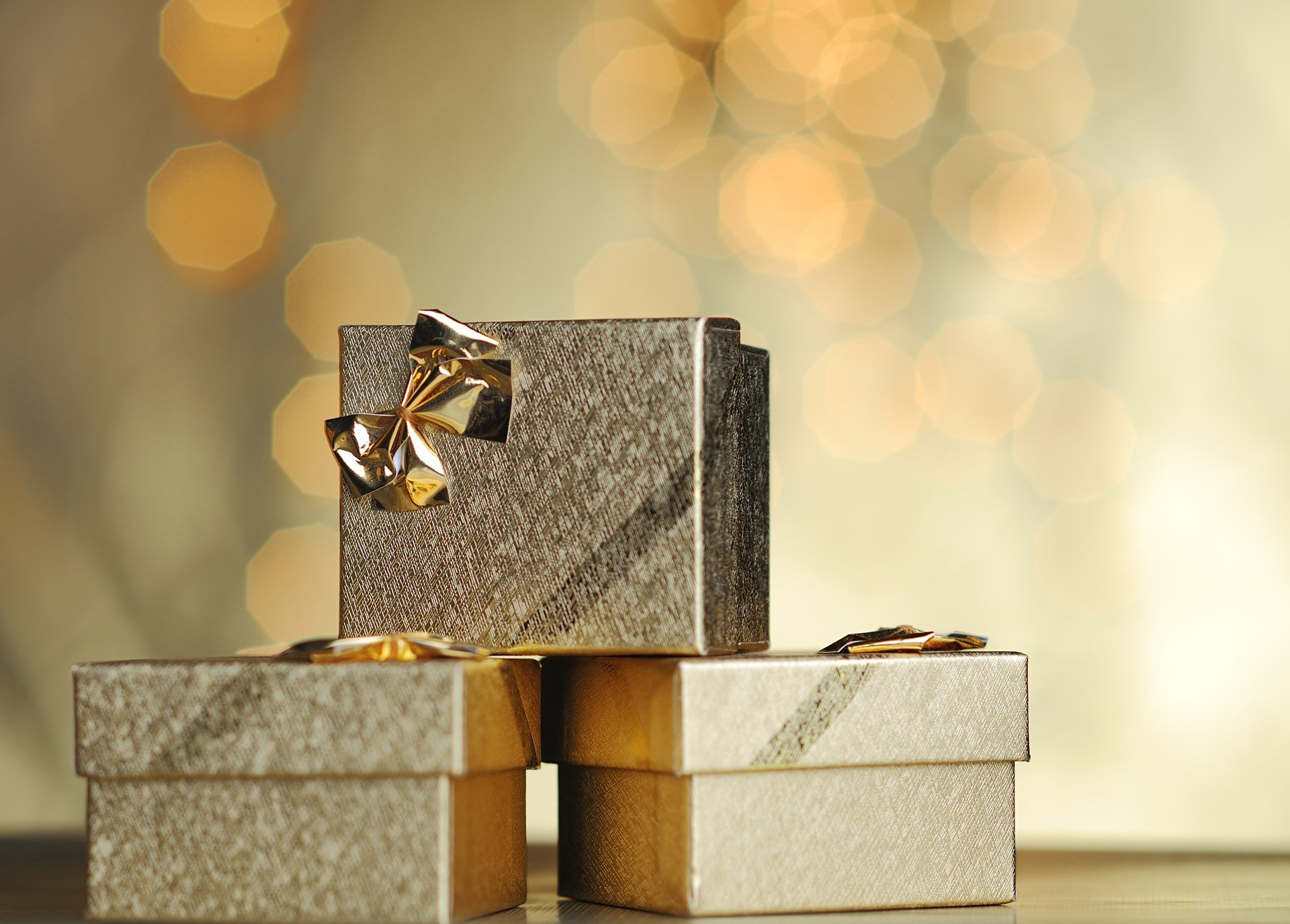 merry christmas new year gifts bow golden gold