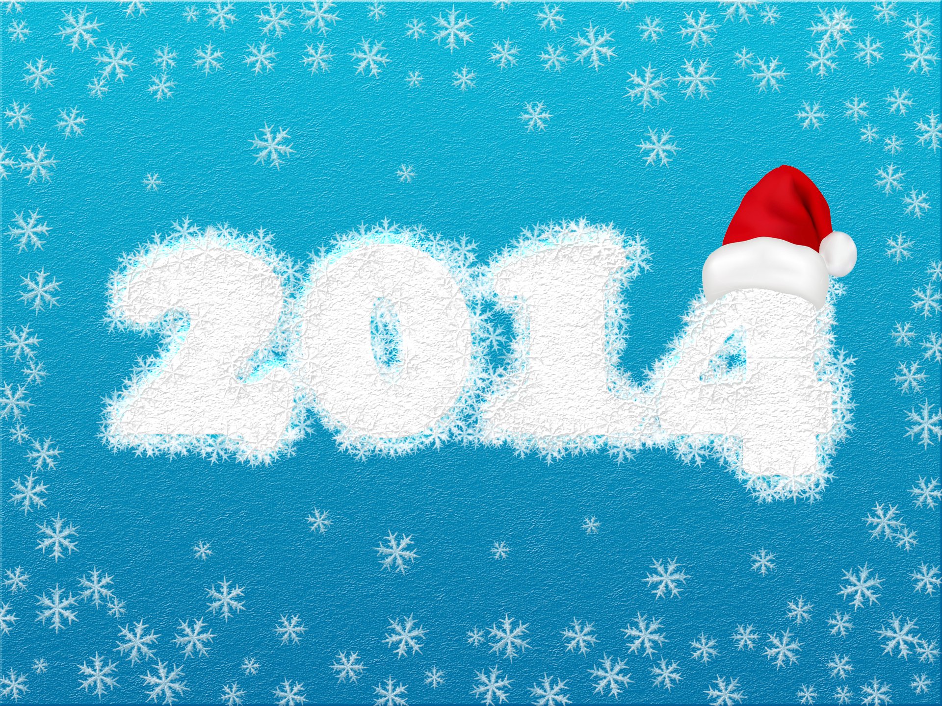 holiday new year 2014 snowflakes blue background