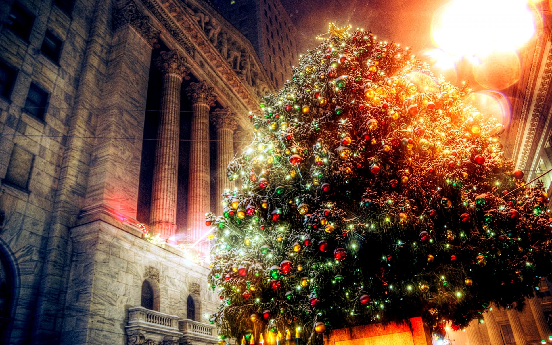 navidad año nuevo edificio árbol de navidad luces vacaciones luz decoración