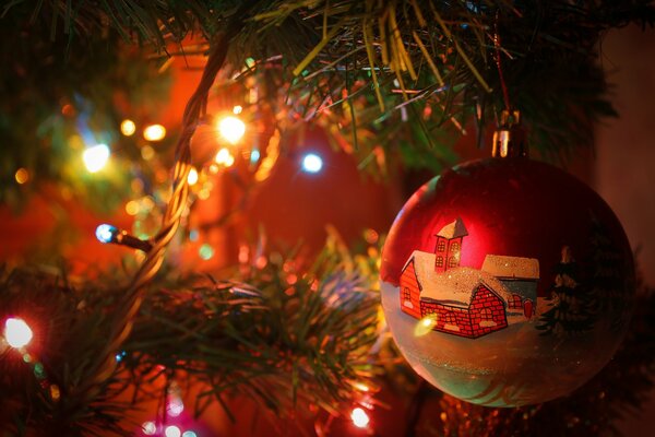 Christmas tree and bright garlands