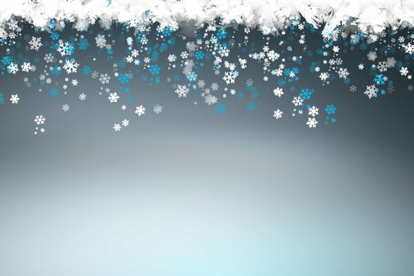 Snowflakes white and blue decorated the city