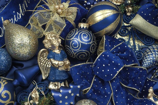 Palle di Natale oro e blu